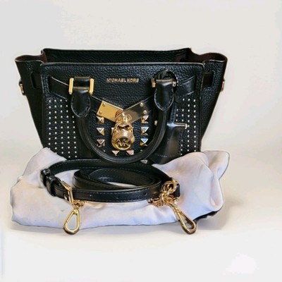 Michael Kors Black Studded Hamilton Top Handle Crossbody XS