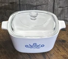 Vintage Corning Ware Blue Cornflower 1 3/4 Quart Casserole P-1 3/4-B w/Pyrex Lid