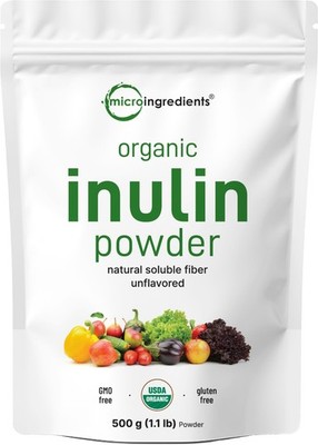 Organic Inulin FOS Fiber Powder, 1.1 lb | Quick Water-Soluble Prebiotic | Nat...