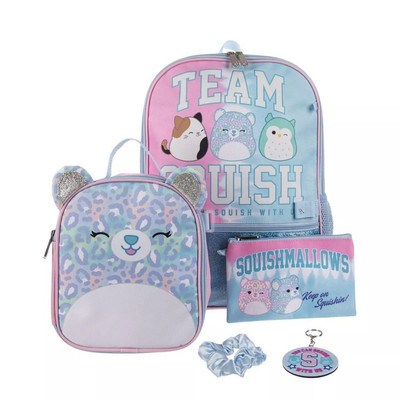 5 Piece Squishmallow Backpack Lunch Box Bag Tote Lunchbox Pencil Case Set Large