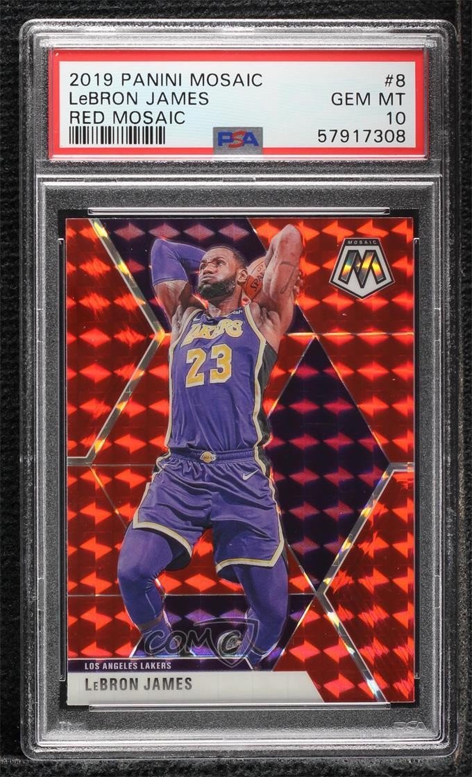 2019-20 Panini Mosaic Red Prizm LeBron James #8 PSA 10 GEM MT 7k1