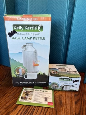 Kelly Kettle Base Camp 1.6L + Large Cook Set Stainless Steel + Pot
