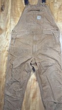 Carhartt Brown Canvas Relaxed Fit Bib Overalls 44x30 R01-M