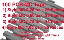 100 Pcs ASSORTMENT CLIP-ON WHEEL WEIGHT BALANCE MC STYLE 0.25 0.50 0.75 1.00 oz