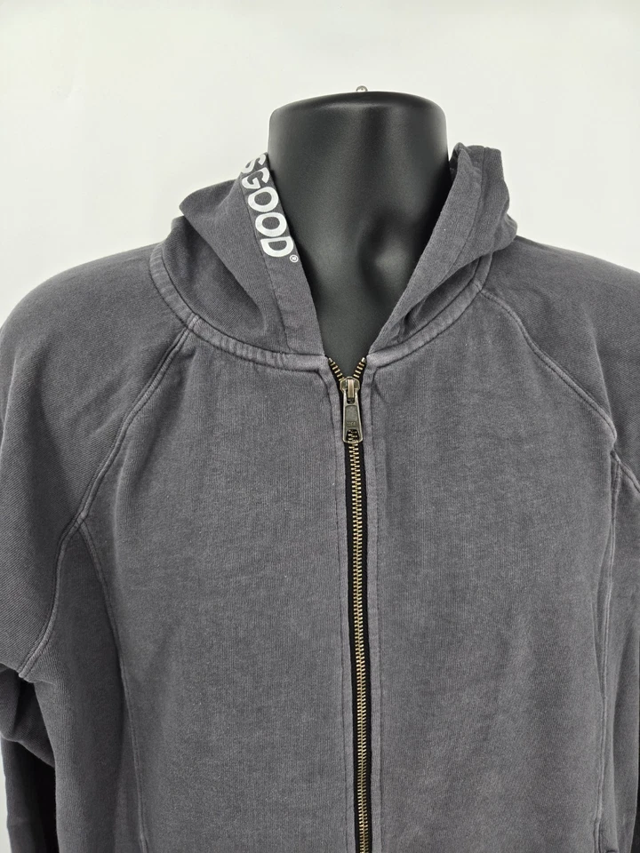 Life Is Good Grande/XL Sudadera con Capucha Negra Cremallera Chaqueta Bolsillos Cordón Para Mujer Foto 3 de 4