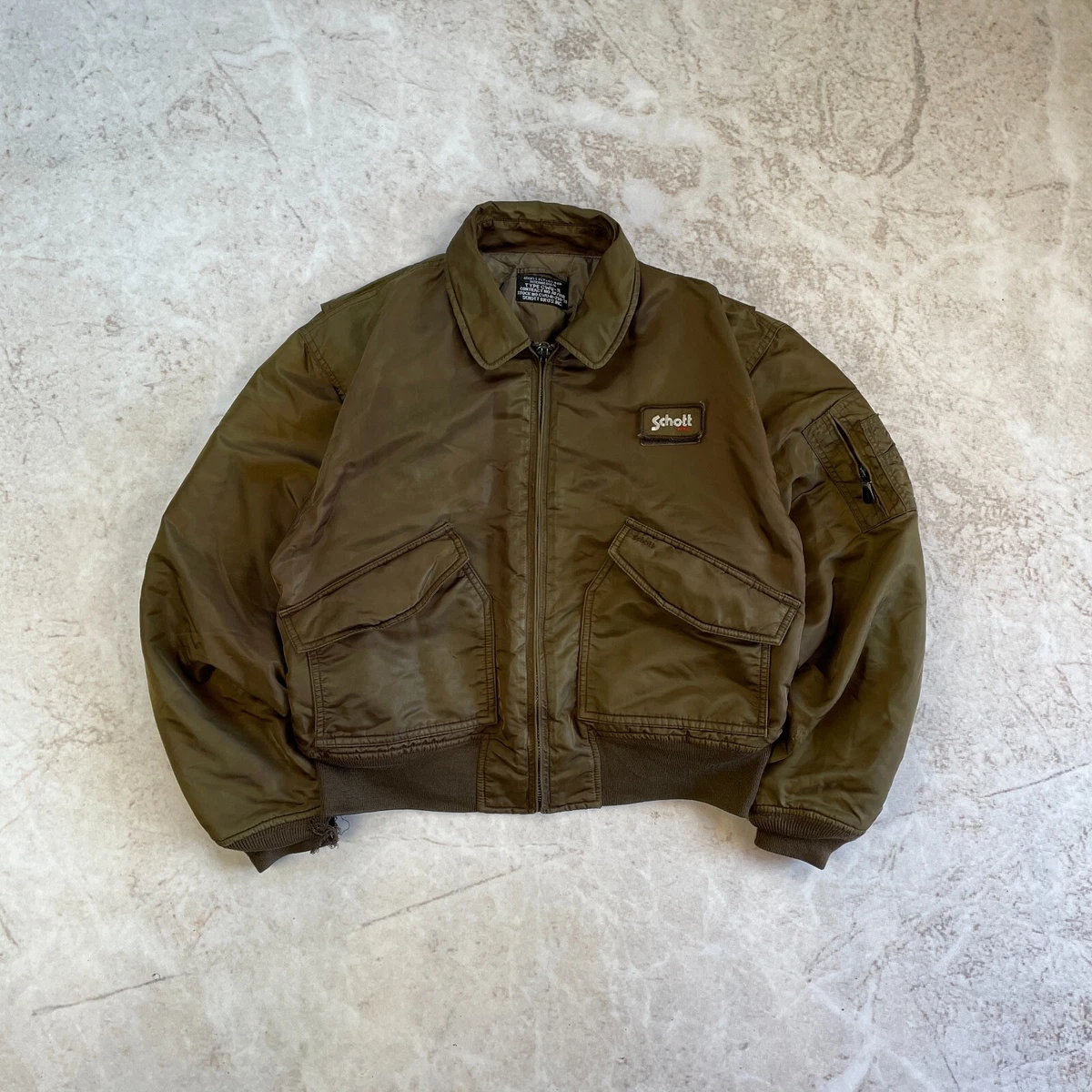 Vintage Schott Trashed Brown Flying Men s CWU R Bomber Jacket