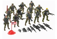 Army Men Action Figures Set OF 12 +12 WEAPON SET PLASTIC ABS GREEN BARRETS 1:18
