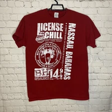 Nassau Bahamas License to Chill TShirt Mens M Maroon Gildan Ultra Cotton