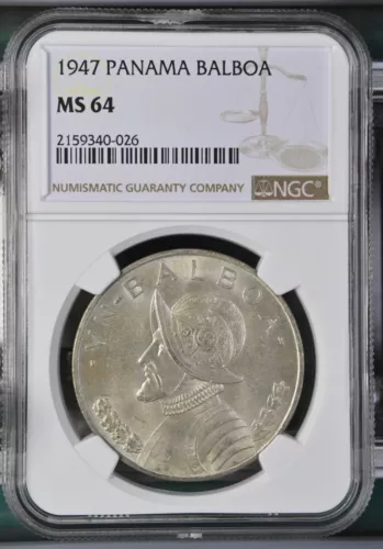 1947 Panama Silver Balboa - NGC MS64