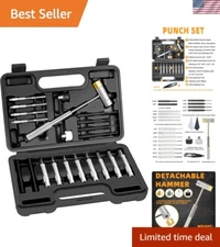 Roll Pin Punch Set with Detachable Hammer for Professionals - 14 Pieces