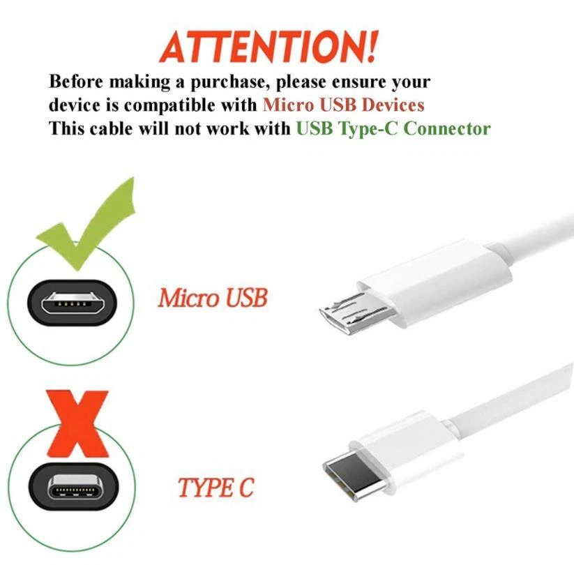 Cable de carga micro USB cargador rápido para SM-T530NU Samsung Galaxy Tab 4 10.1 Foto 2 de 2