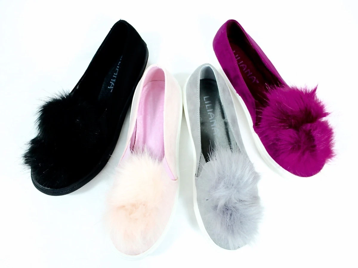 Sneakers with cheap fur ball