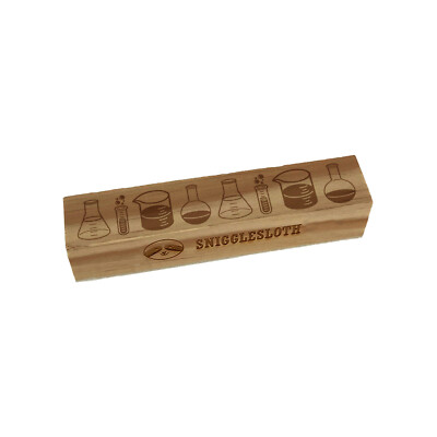 Bubbly Chemistry Lab Science Beaker Flask Test Tube Rectangle Rubber Stamp