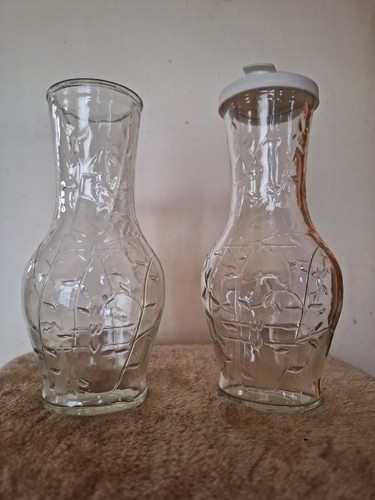 Good Seasons Vintage 2 Cruet Salat Dressing Flaschen 1 Deckel Rankenmuster