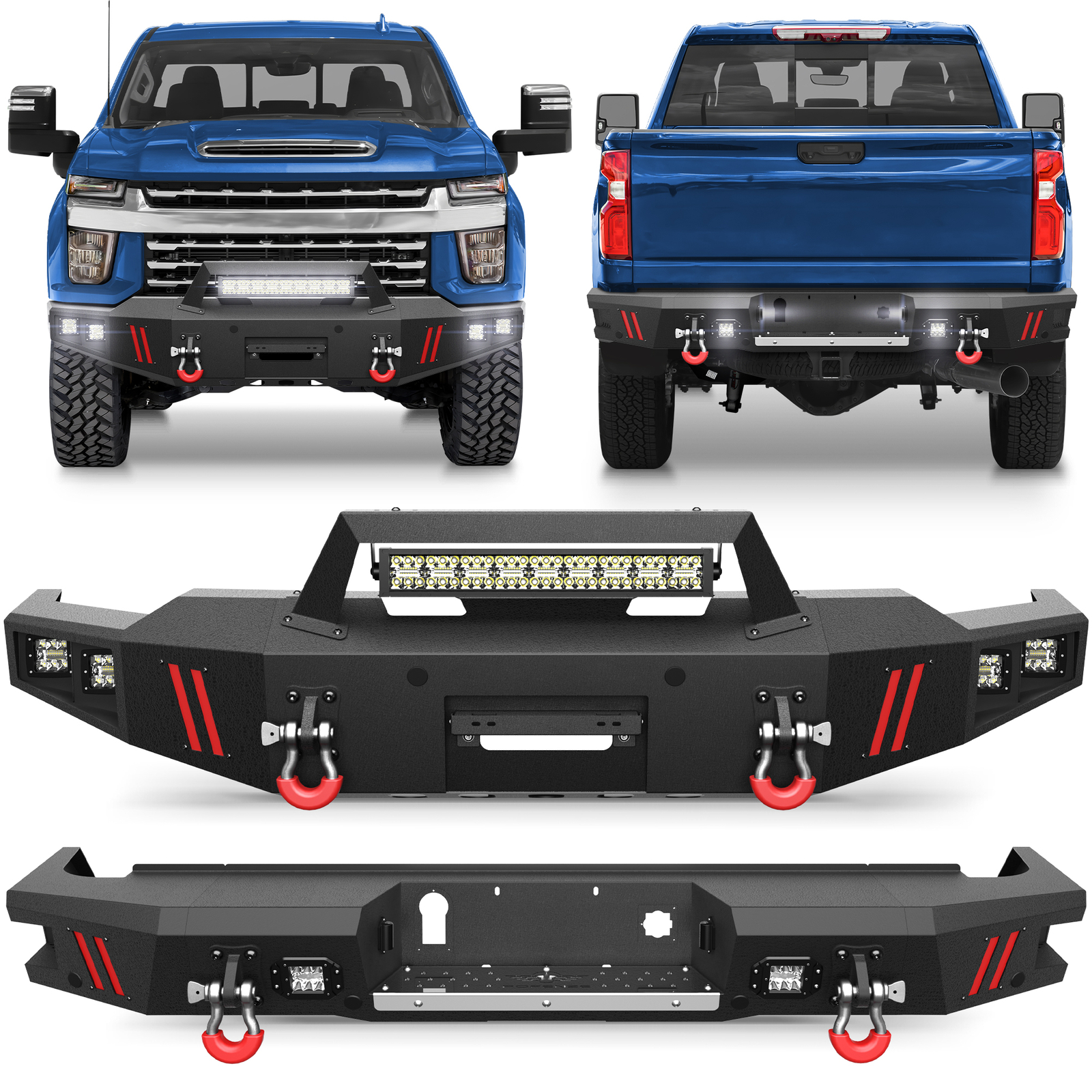 For 2020-2023 Chevy Silverado 2500HD/3500HD Front & Rear Bumper With Winch Plate