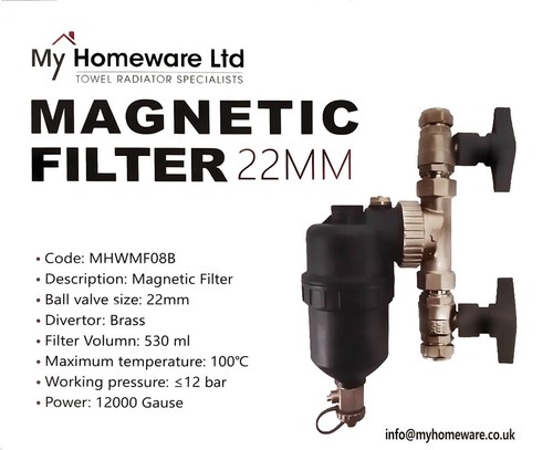 Magnetic Central Heating Boiler Filters 22mm Inline Filter Central Heating - Picture 5 of 8