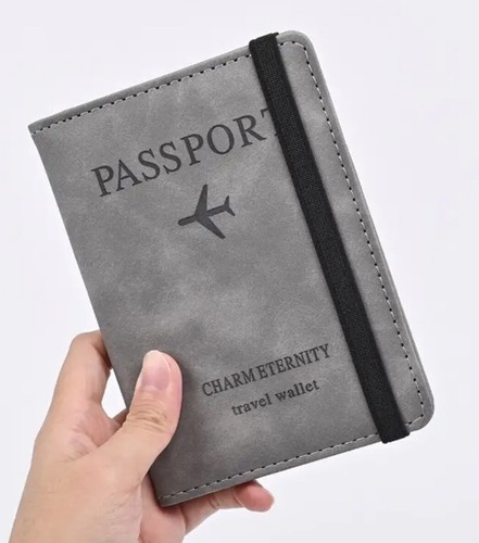 Porta Passaporto Custodia Passaporto Viaggio Blocco RFID Pelle Anti clonazione - Imagen 13 de 13