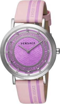 SALE VERSACE Watch NEW GENERATION Logo Greca pattern Slash Motifs 36MM Pink NEW