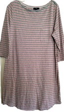 Gap T-shirt Dress Womens Size Large Red Striped Combo Cotton Knit Stretch NWT 