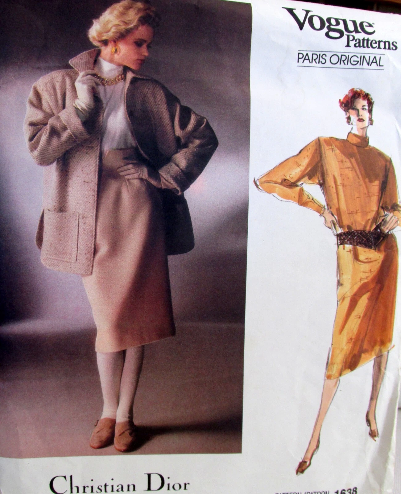 Abito donna Christian Dior vintage anni 80 modello cucito gonna giacca oversize tg 12