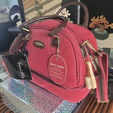 New W Tags Vintage Pierre Cardin 13"red Manmade Suede Seville Beauty  Bag Unisex