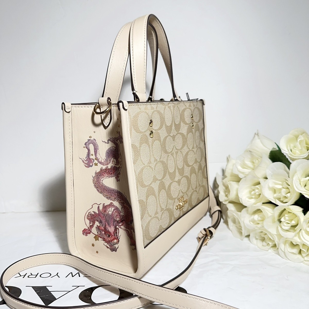 NWT Coach CP481 New Year Dempsey Tote 22 With Dragon Signature 