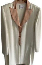 Frank Usher Chiffon Jacket Sz16 Vintage Mid Length Formal Cream Wedding