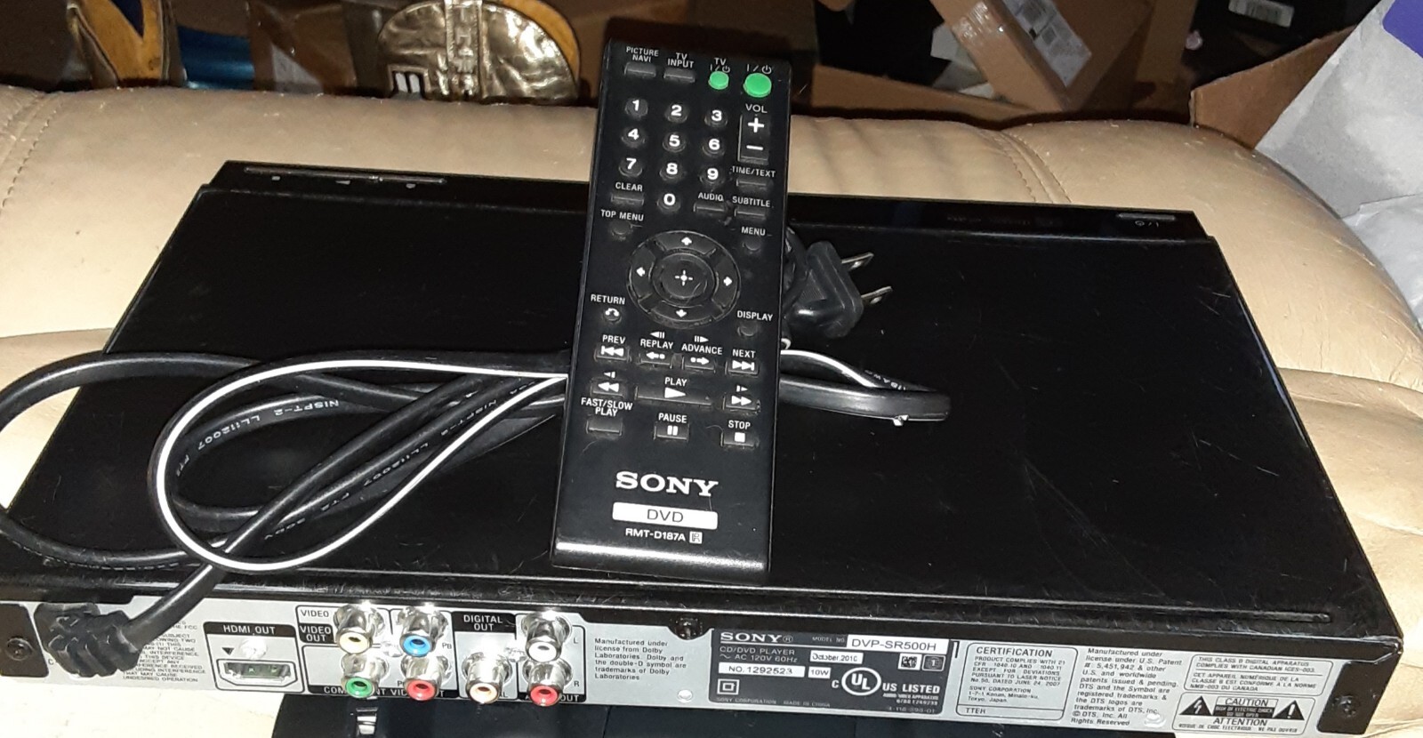 SONY DVPSR500H DVD / CD Player HDMI w/ Remote Control (Tested & Works