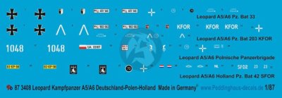 Peddinghaus 1/87 (HO) Leopard 2A5 2A6 Tank Markings KFOR Polish Dutch SFOR 3408