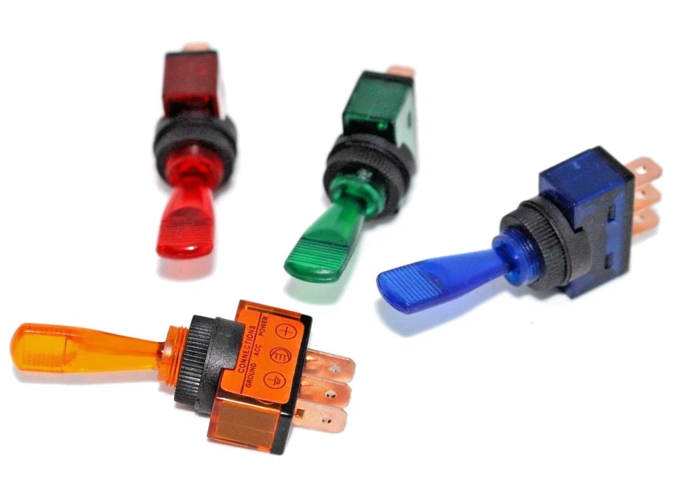 STERLING 20A Ein Aus Kippschalter beleuchtet rot blau grün gelb 20 Ampere bei 12 V