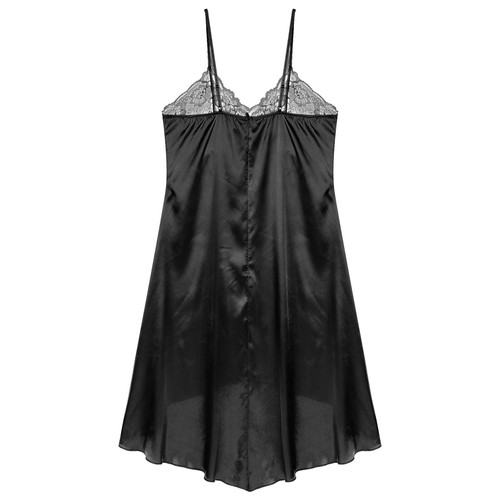 UK Men's Sheer Nightdress Lace Patchwork Satin Sissy Dress Irregular Hem Pajamas - Picture 20 of 25