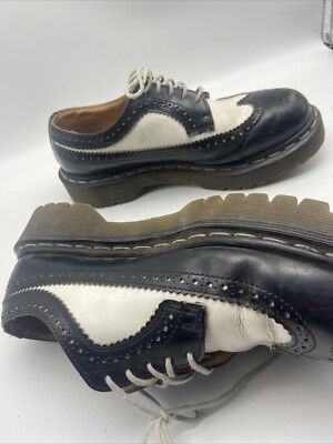 Vtg Dr Martens Shoes Mens 8 Black and White WingTip Brogue 90s Y2k