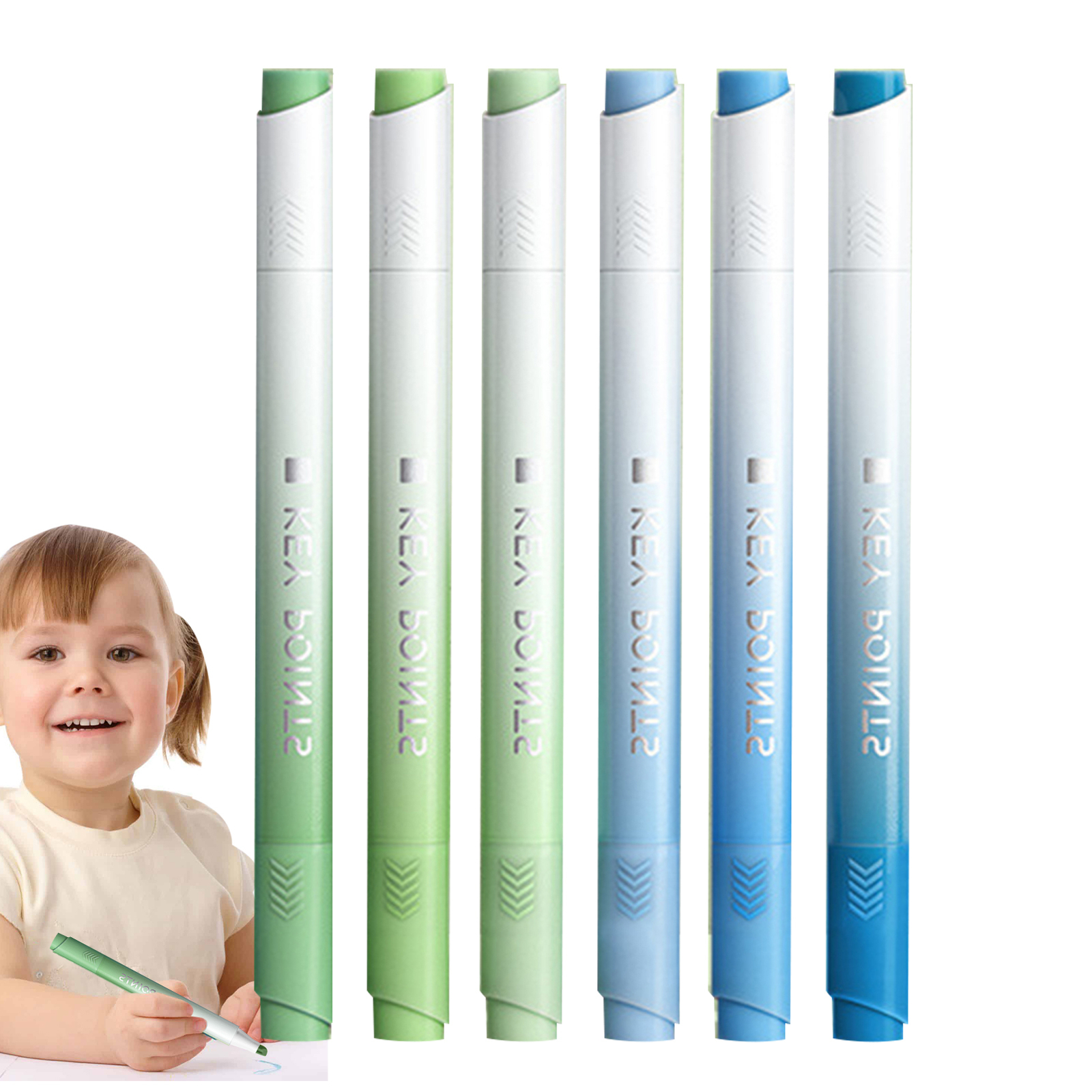 Highlighters Pens Dual Tip Mild Color Markers Art 6pcs Color Highlighter Markers-image