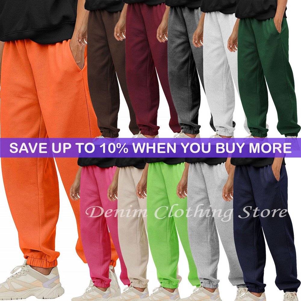 Men's Women Fleece Sweatpants Midweight Lounge Joggers Running Gym Pants S-5XL