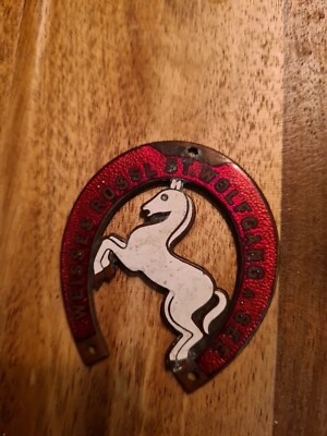 Enamel Horseshoe Badge Austria Weisses Rossl St Wolfgang White Horse Classic Car