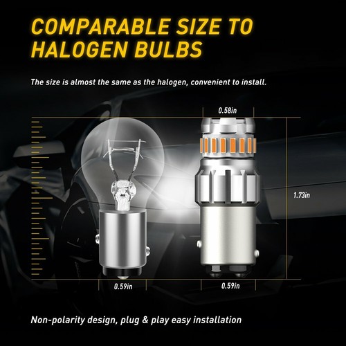 4pcs AUXITO 1157 LED Amarillo Ámbar DRL Señal de giro Estacionamiento Bombillas de luz de alta potencia - Imagen 7 de 12