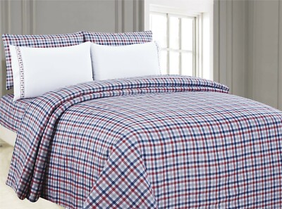 6 piece Sheet Set with Embroidered Pillowcases - Buffalo Tartan Plaid Mens Sheet