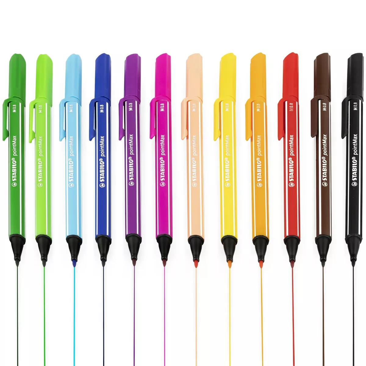 Nylon Tip Writing Pen - STABILO pointMax - Wallet of 12 - Assorted Colors