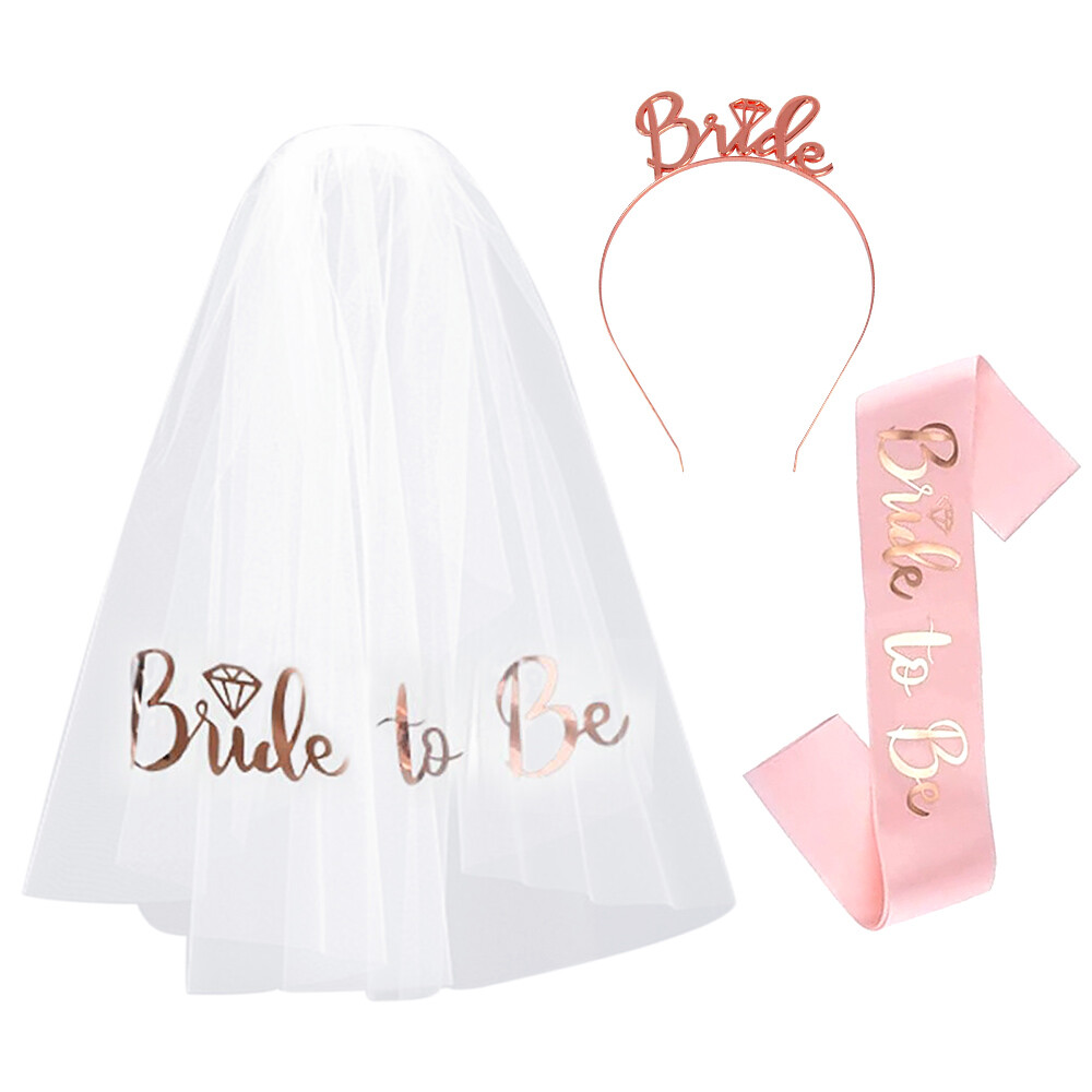 BRIDE TO BE Veil On Comb Tiara & Sash Hen Party Night Do Comb Accessories UK