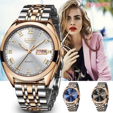 Women Watches Luxury Dress Waterproof Quartz Gold Watch Stainless Steel Date