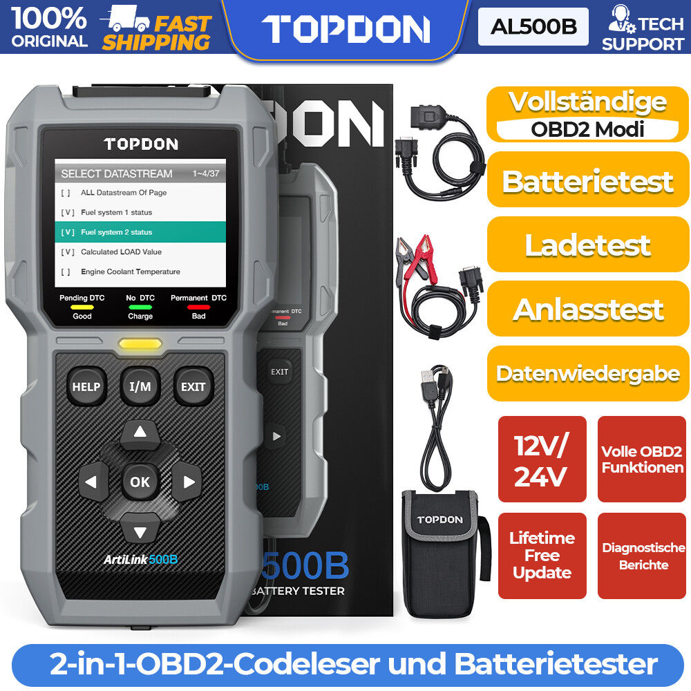 TOPDON AL500B testeur de piles et scanner OBD2 pour résoudre les pannes de démarrage auto