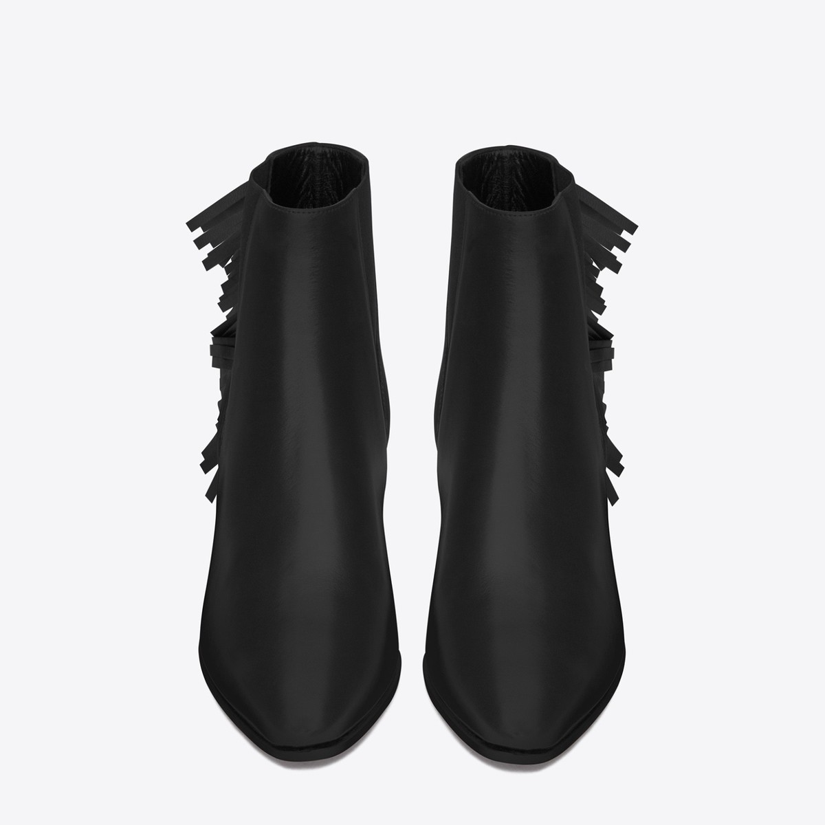 SAINT LAURENT Wyatt 40 Chelsea Side Fringe Ankle Boots Black