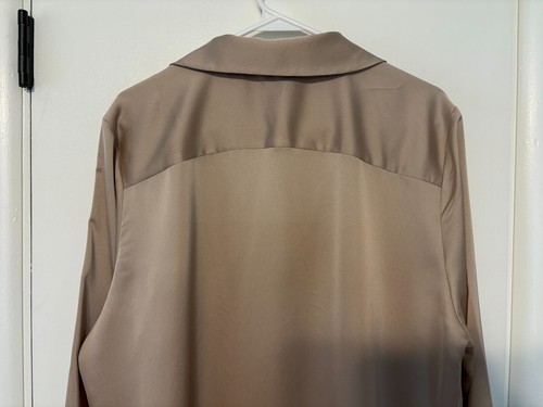 Camisa Top Blusa XXL Beige Ann Taylor #483334 Para Mujer L/S Botón Frontal Esencial - Imagen 5 de 9