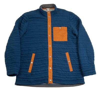 Duluth Trading Flintlock Full Snap Mock Neck Large Quilted Jacket Blue Oversized