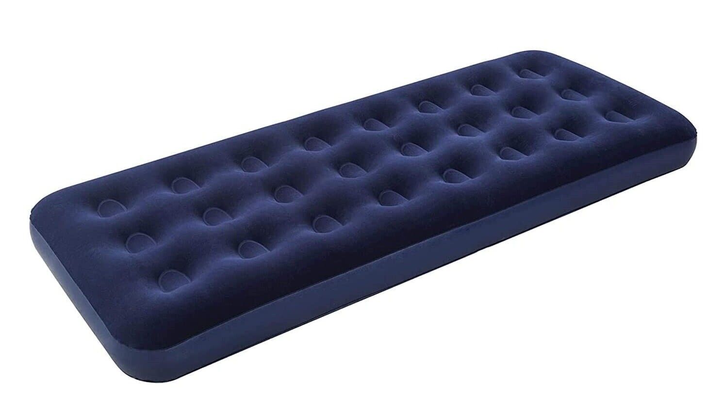 INFLATABLE SINGLE DOUBLE FLOCKED AIR BED CAMPING AIRBED MATTRESS PUMP