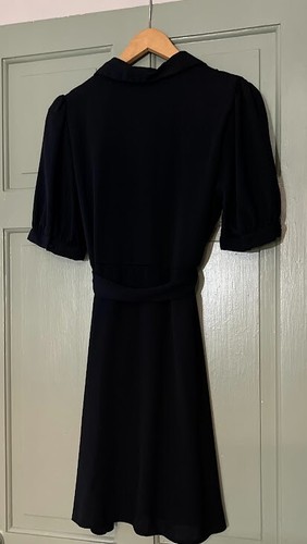 Ladies- New Look -Black Chiffon Full Button Up Tie Belt Midi Shirt Dress Size 10 - Picture 2 of 2
