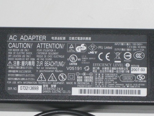 Fujitsu AC/DC Netzteil - Modell SEB80N2-24.0 - 24 V - 2,5 A - 60 W - Bild 2 von 2