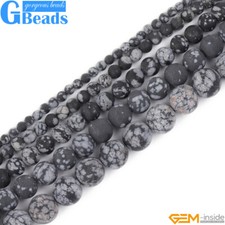 Natural Matt Snowflake Obsidian Round Beads Jewelry Making Strand Free Shipping