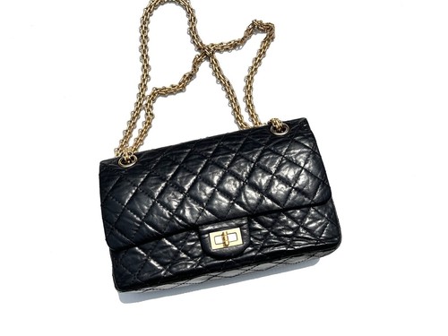 Authentic CHANEL Black 225 2005 Reissue 2.55 Leather Crossbody Bag