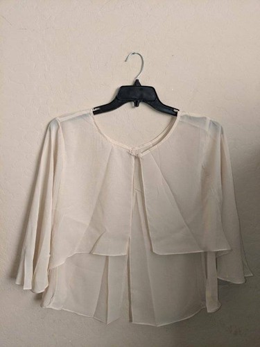 NWT Chiffon Shrug Wraps for Evening Bridal Capes Cloaks Champagne LG - Picture 2 of 7